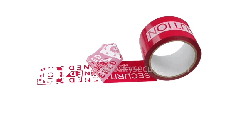 Red tamper-evident tape from Shosky Security designed to protect packaging from unauthorized access